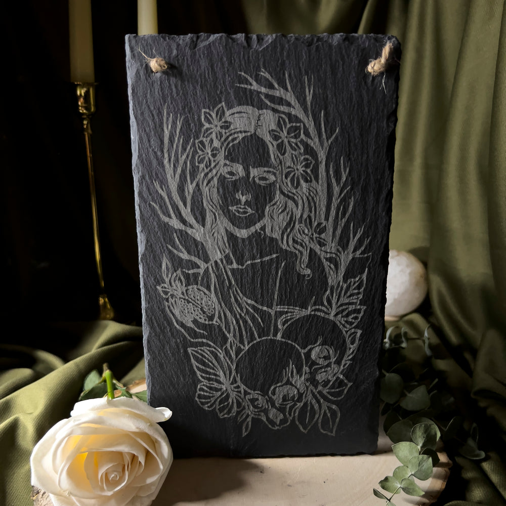 A further back image of Persephone's slate art.