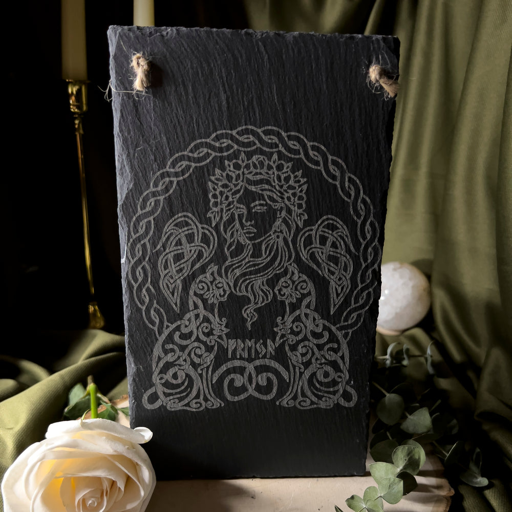 A further back image of the Freyja slate art.